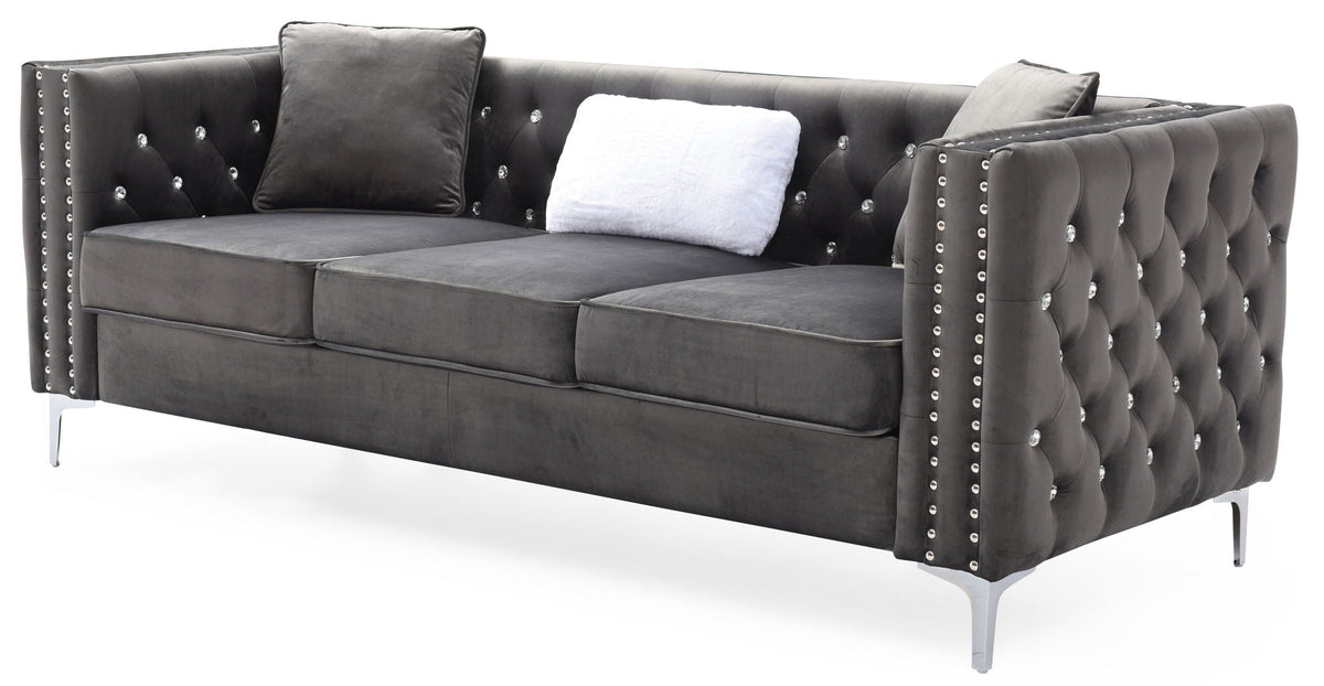 Paige Tufted Sofa with Faux Diamond Buttons - Multiple Colors