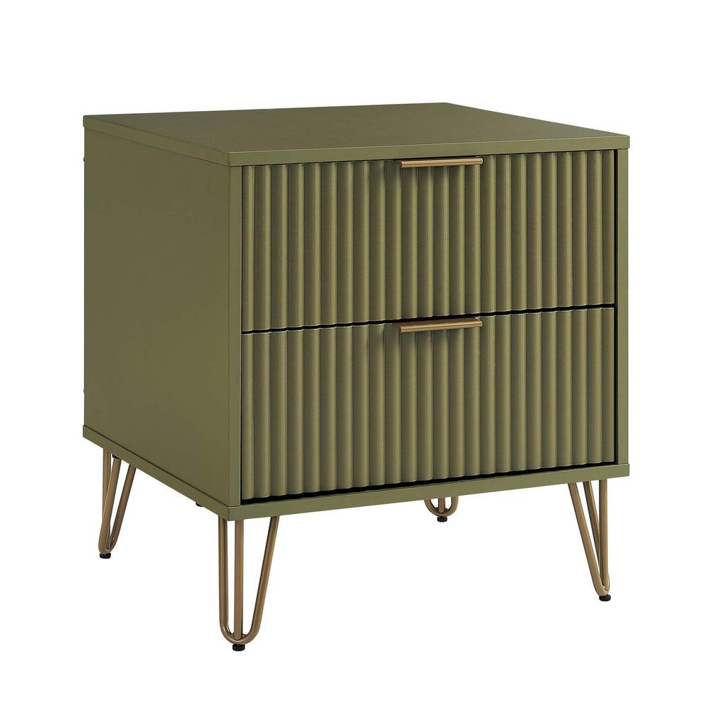 Dumbo Nightstand with 2 Drawers and Fluted Fronts – Multiple Colors