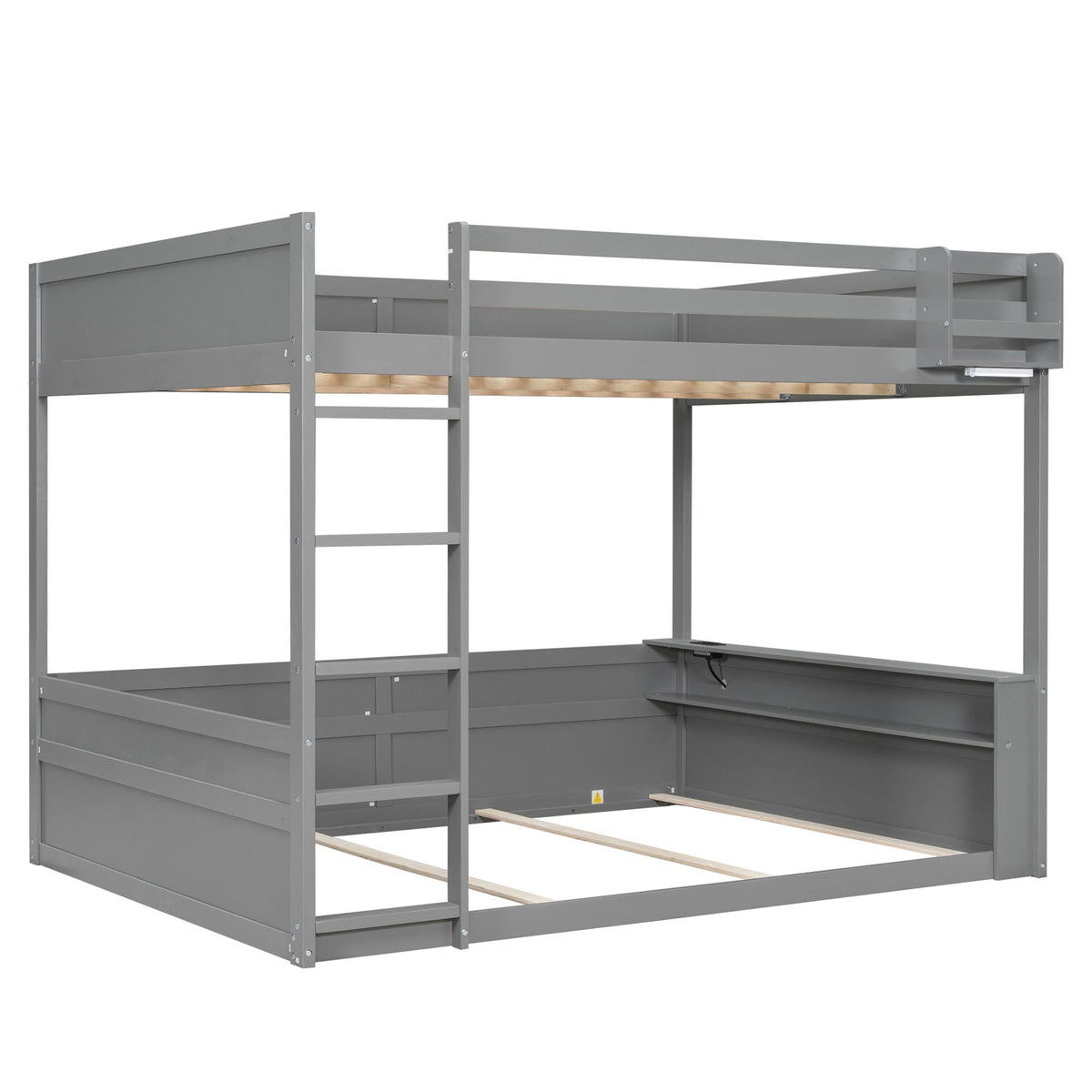 Bunk Bed With Built-In Shelves, Storage Box, LED Light And USB Charging Station