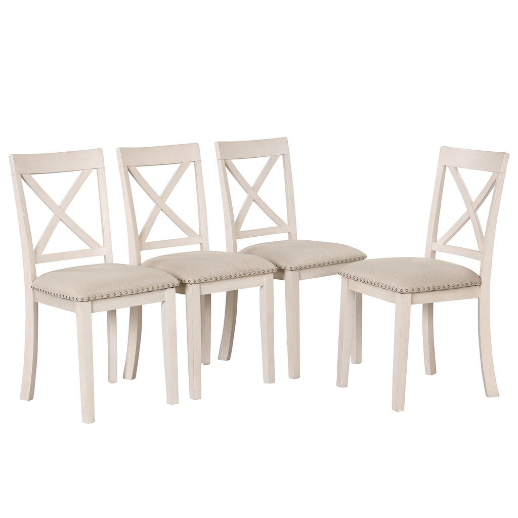 Modern Dining Table Set for 4 with Curved Back Chairs - Beige or Light Brown
