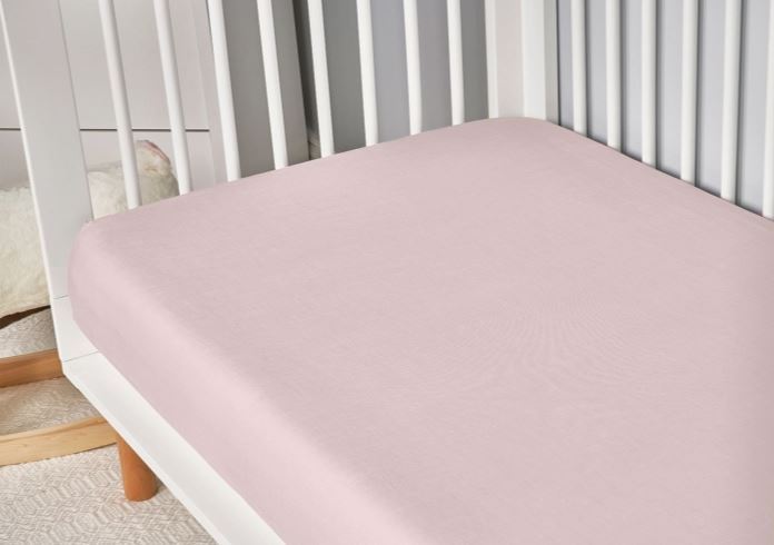 Hyper-Linen Crib Sheet with Powerband Fit - Light Pink