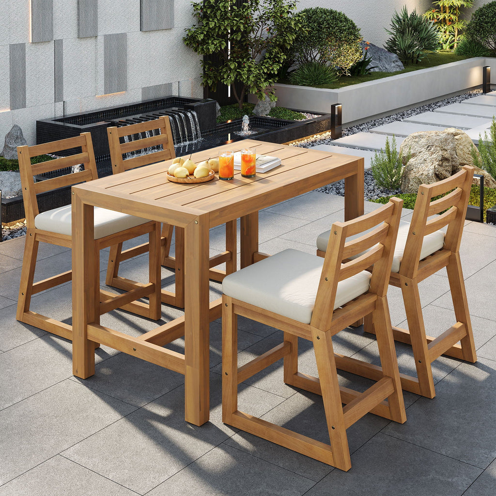 Patio Bar Set with Ergonomic Chairs - Light Brown or Dark Brown