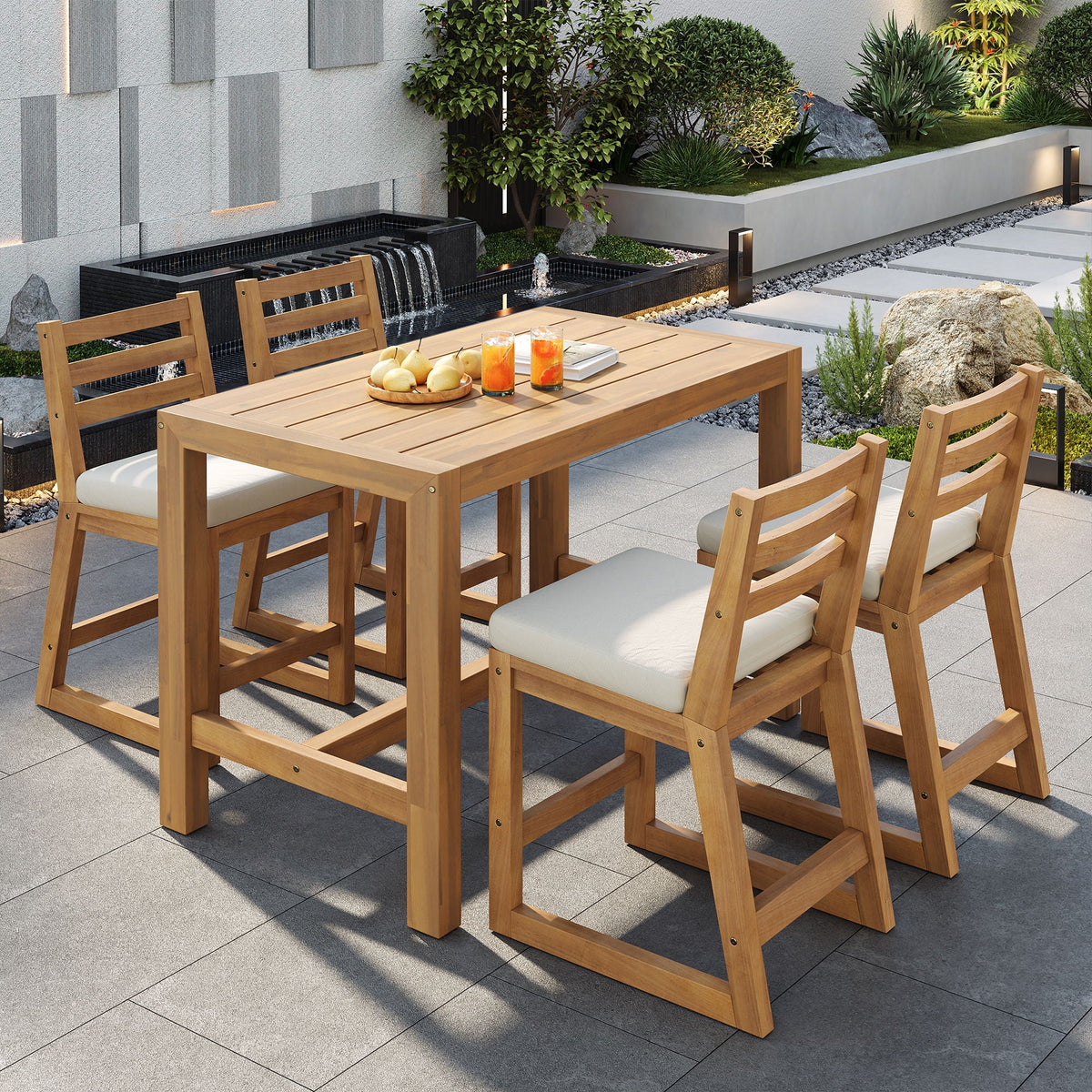Patio Bar Set with Ergonomic Chairs - Light Brown or Dark Brown