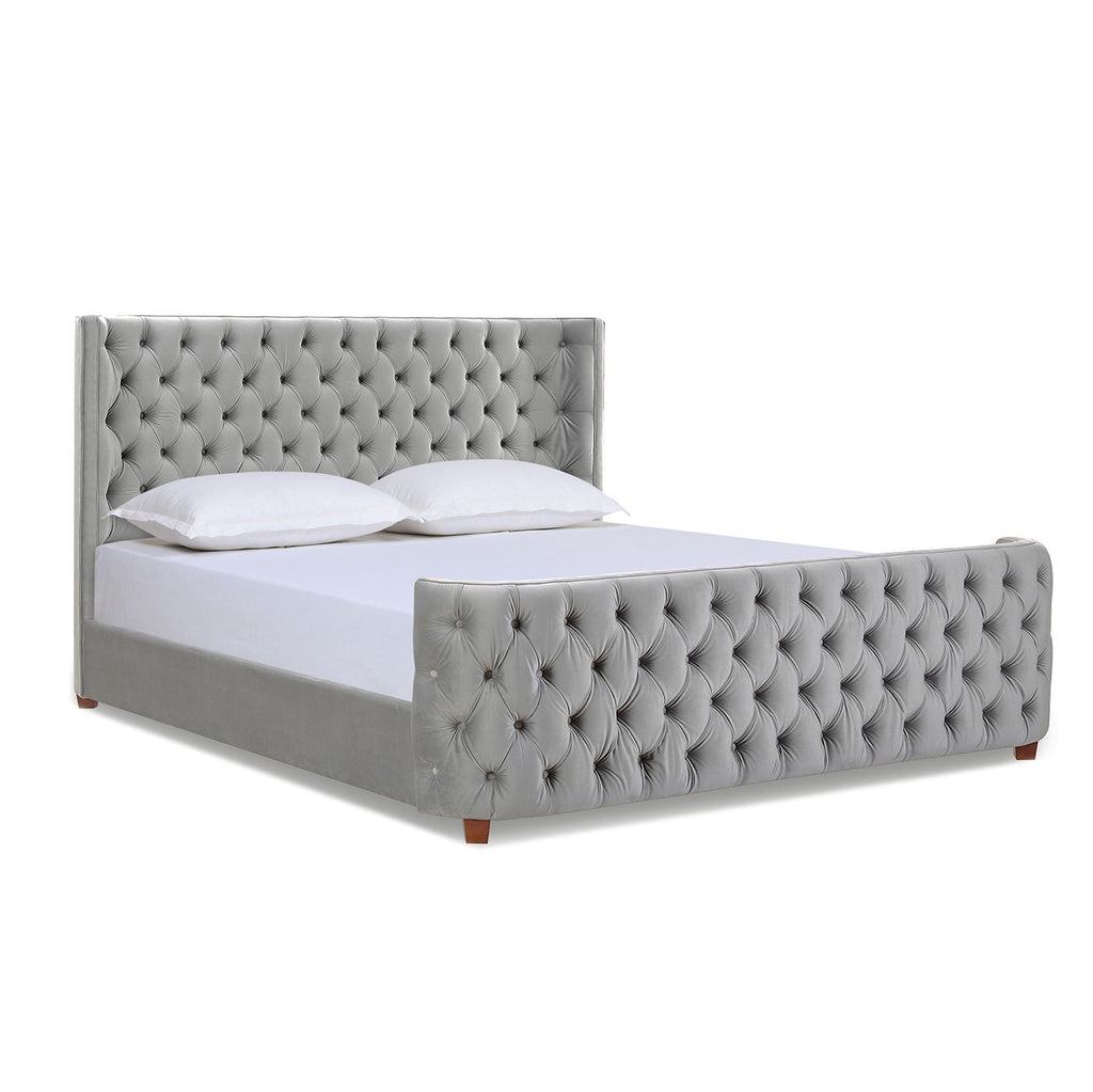 Tufted Panel Bed with Wingback Headboard and Footboard - Multiple Colors