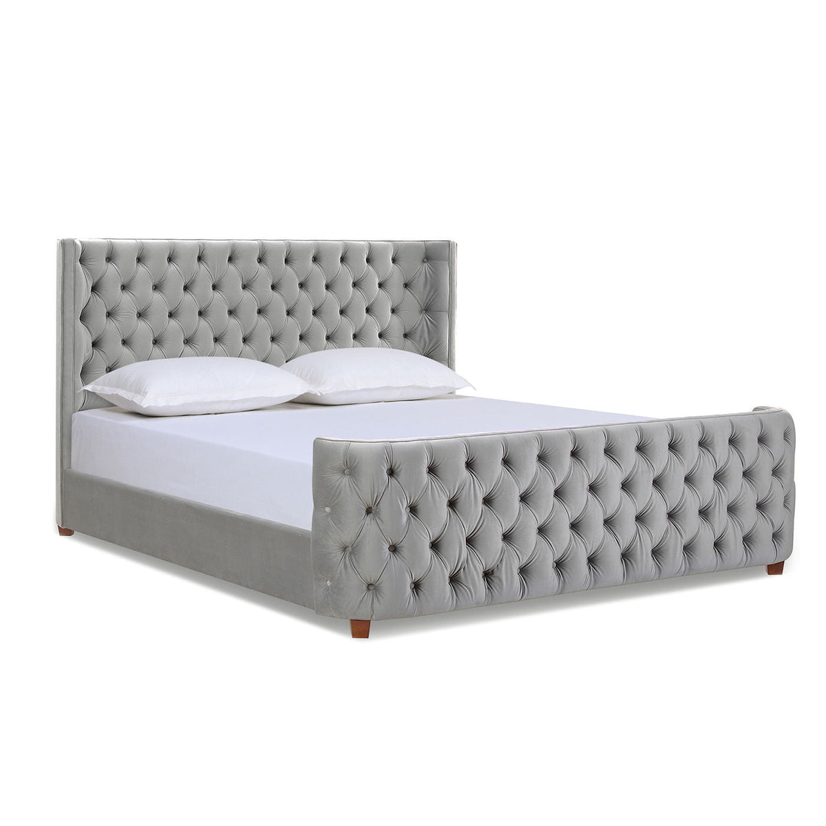 Tufted Panel Bed with Wingback Headboard and Footboard - Multiple Colors