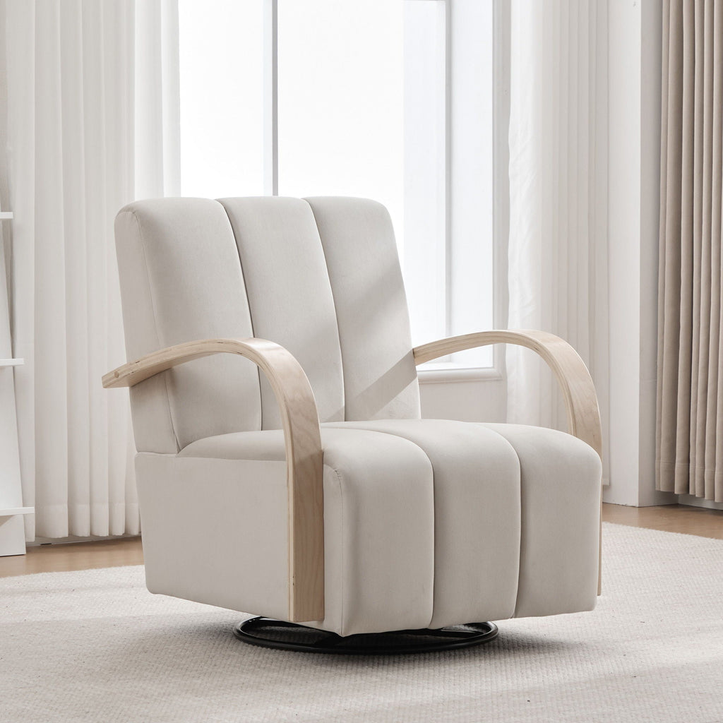 360° Swivel Accent Chair with Armrests - Beige or Dark Gray
