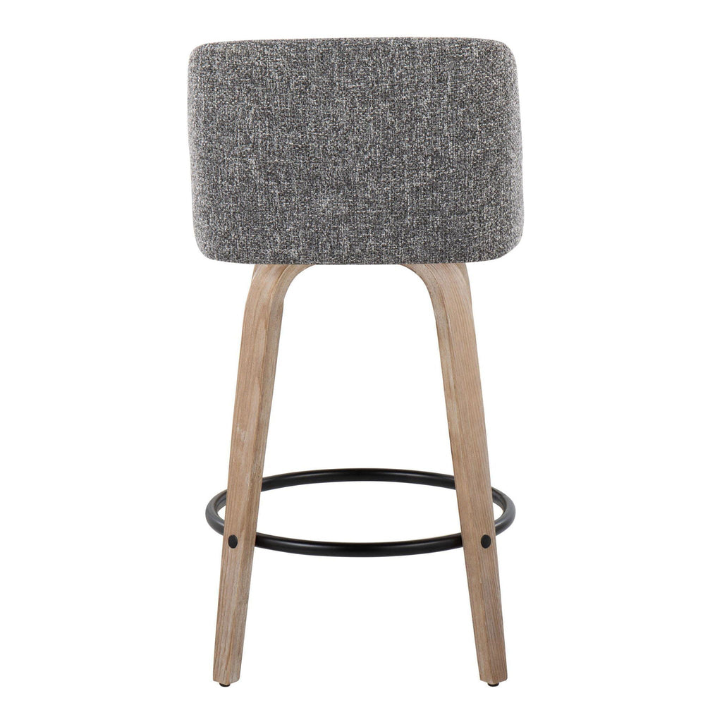Toriano - Contemporary Fixed-Height Counter Stool & Swivel with Round Footrest (Set of 2)