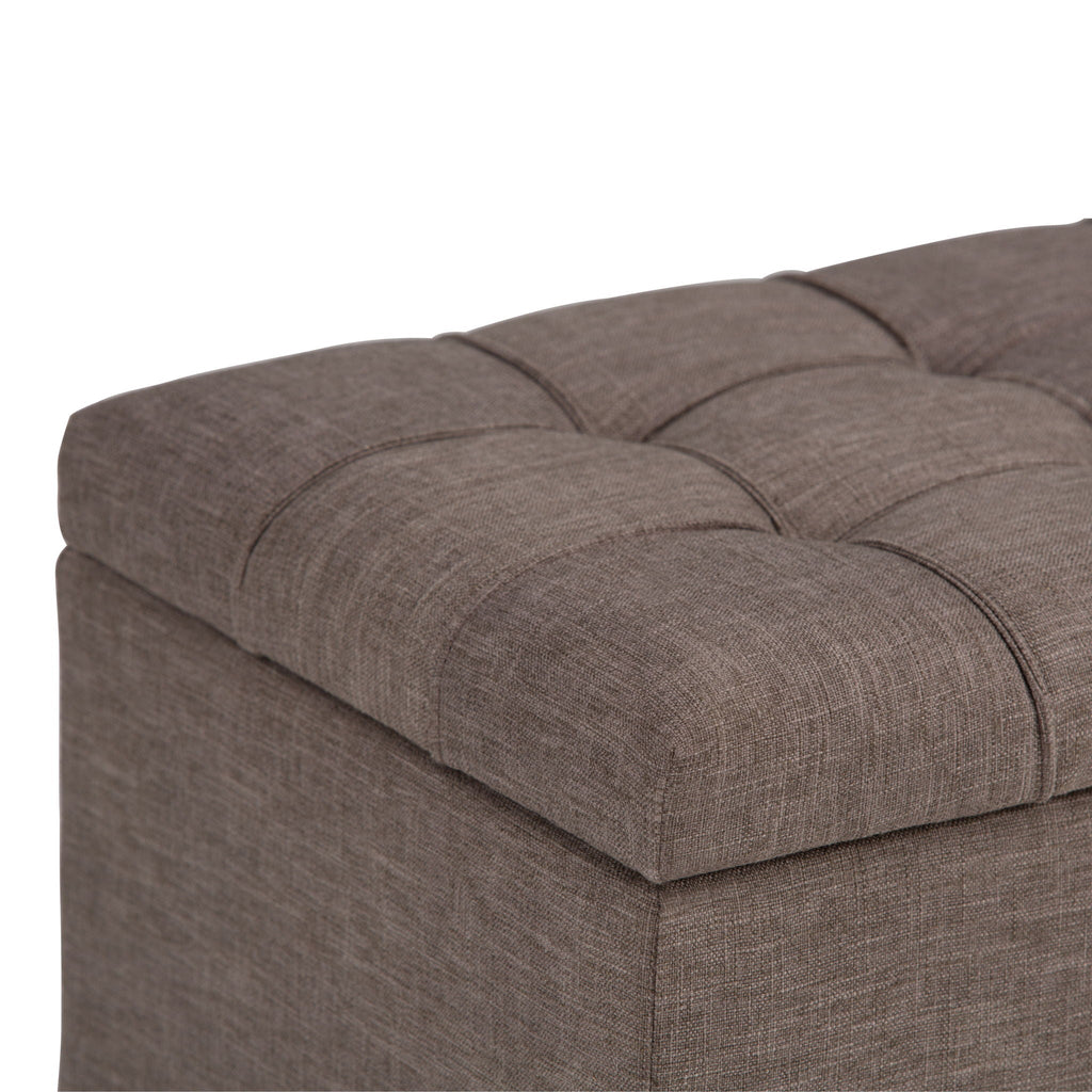 Upholstered Storage Ottoman Bench with Safety Hinge - Multiple Colors