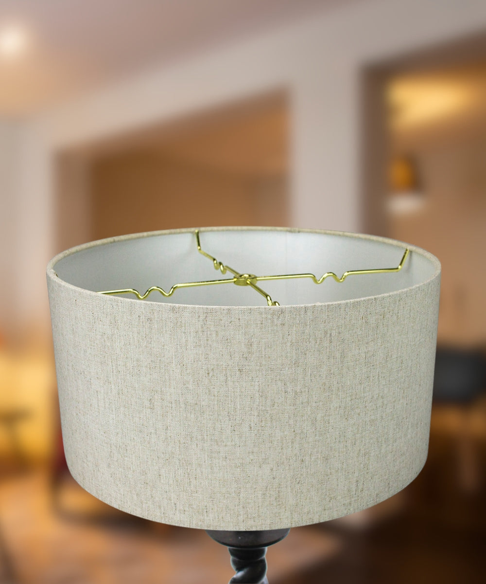 14"W x 7"H Textured Oatmeal Hardback Drum Lampshade