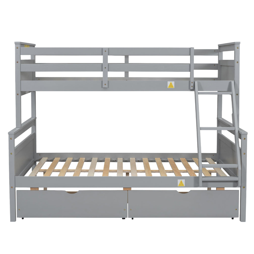 Twin Over Full Bunk Bed with Ladder and Storage Options - White or Dark Gray