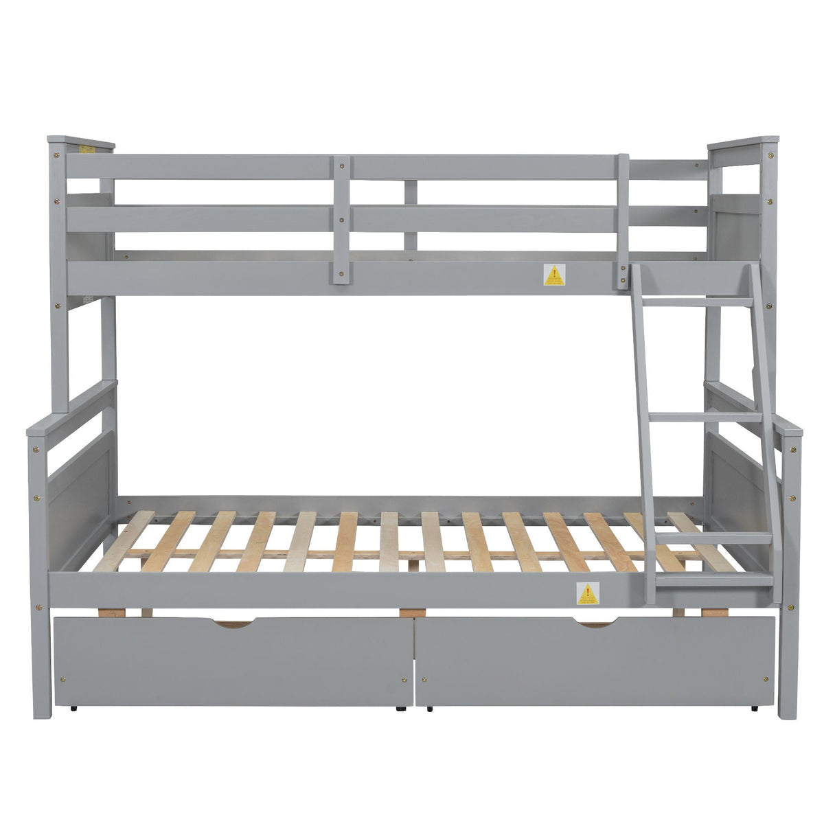Twin Over Full Bunk Bed with Ladder and Storage Options - White or Dark Gray