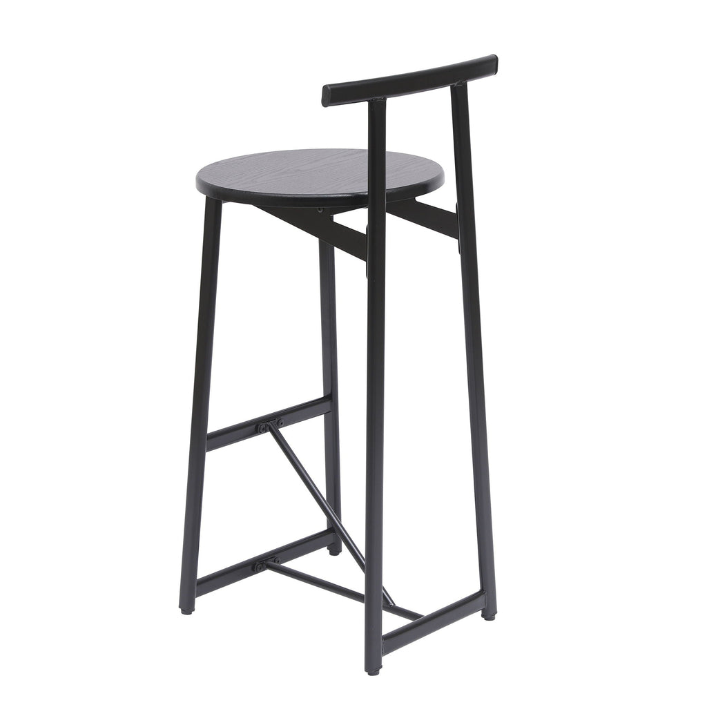 Modern Bar Stools with Backrest for Kitchen – Set of 3 – White or Black