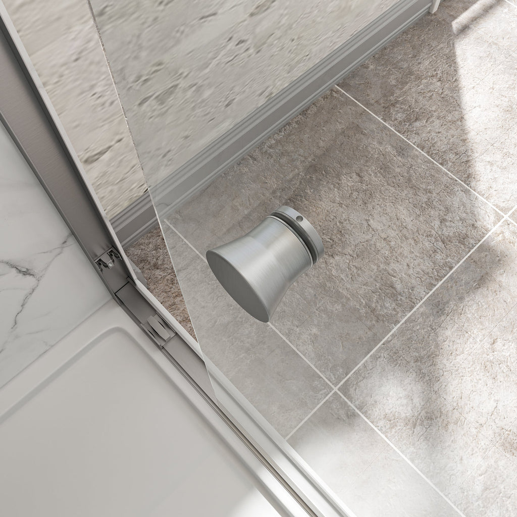 Brushed Nickel Double Bypass Sliding Shower Door with Reversible Installation - 60" W x 72" H
