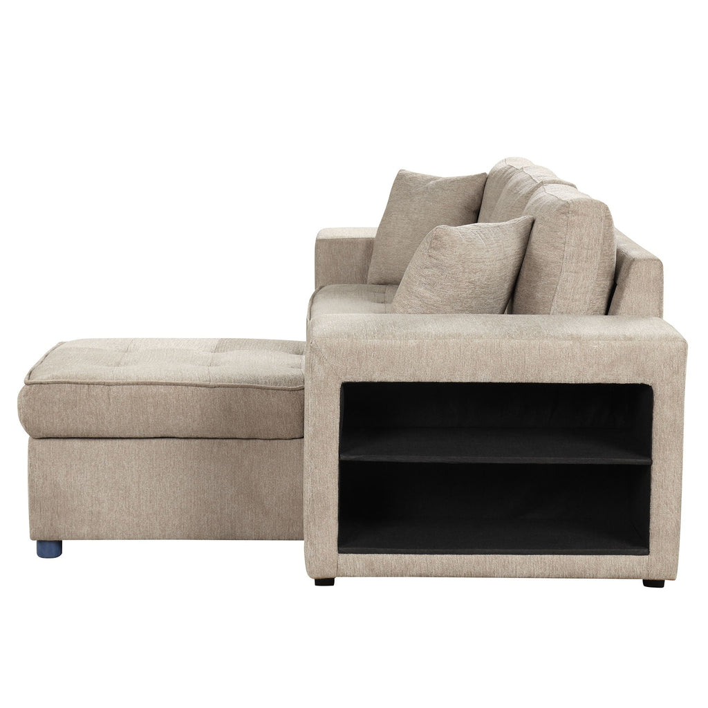 Reversible L-Shape Sleeper Sectional Sofa with Storage Chaise and 2 Stools - Multiple Colors