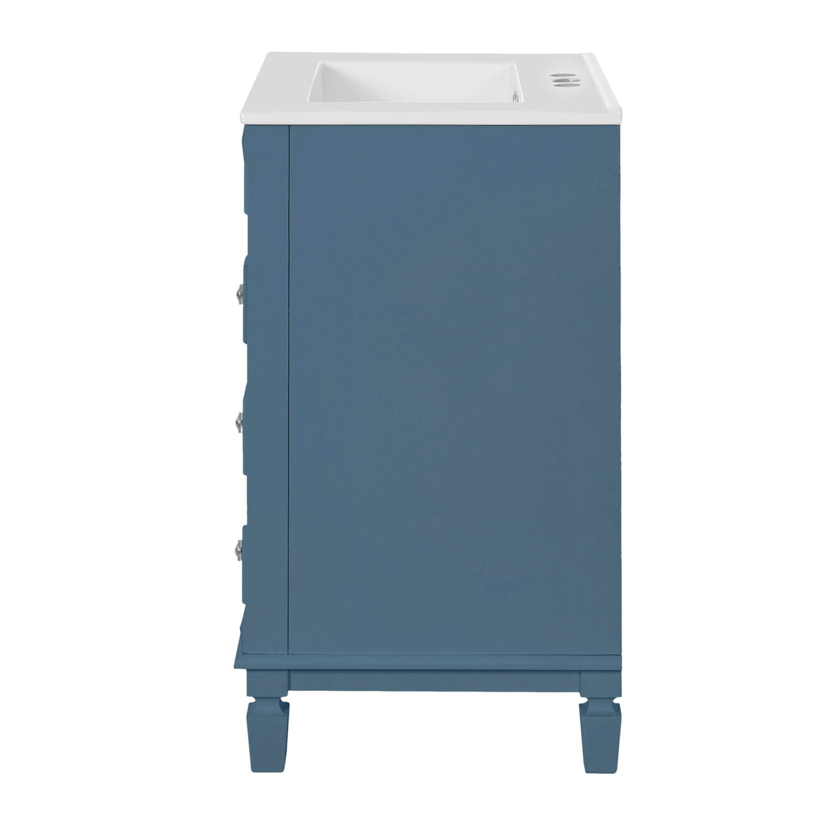 Blue Bathroom Vanity With Ceramic Sink, Two Drawers and Adjustable Shelf
