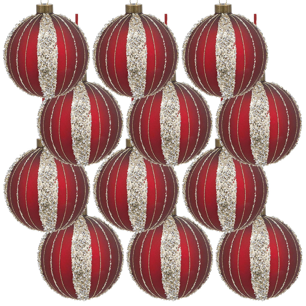 Glass Christmas Ball Ornaments with Hanging Loop – Red or Gold