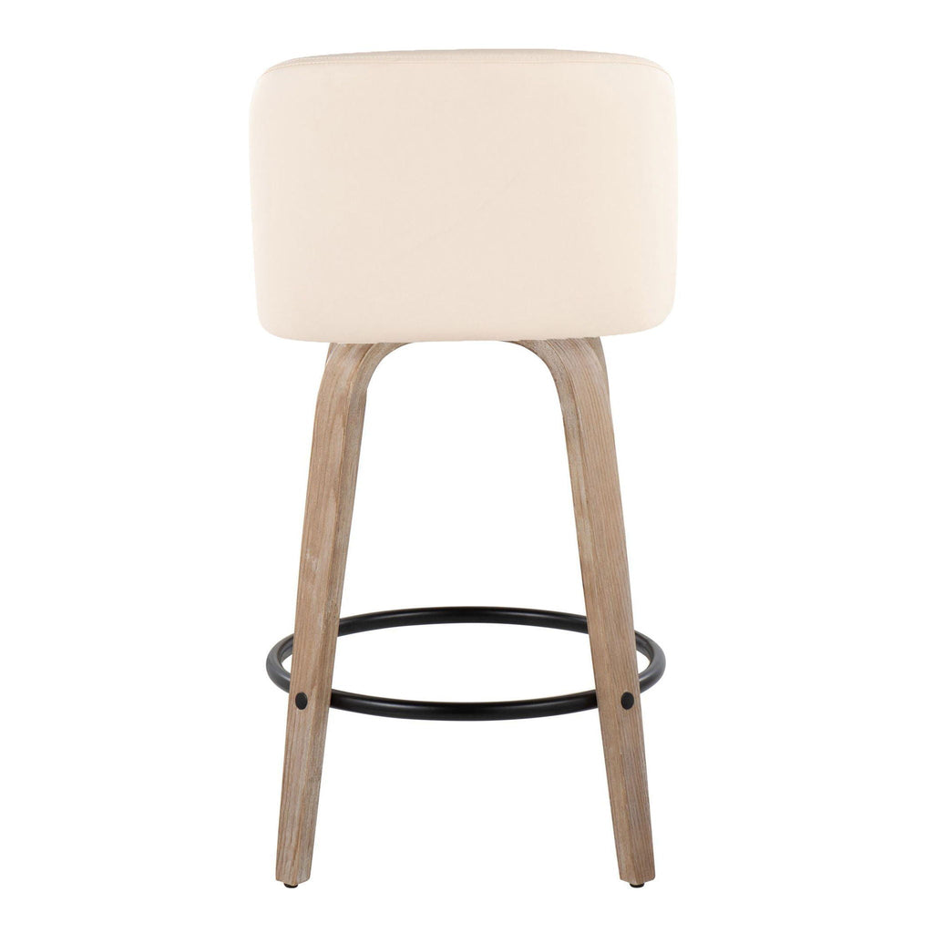 Toriano - Contemporary Fixed-Height Counter Stool & Swivel with Round Footrest (Set of 2)