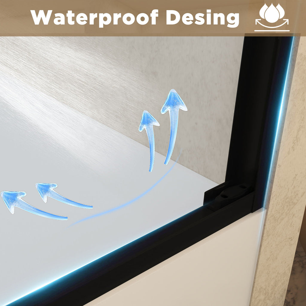 Double Sliding Shower Door with Explosion Proof Film - Black, Gray, or Dark Gray