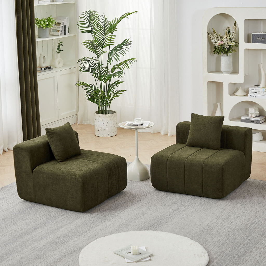 Modular Sectional Sofa with 2 Pillows – Symmetrical Design