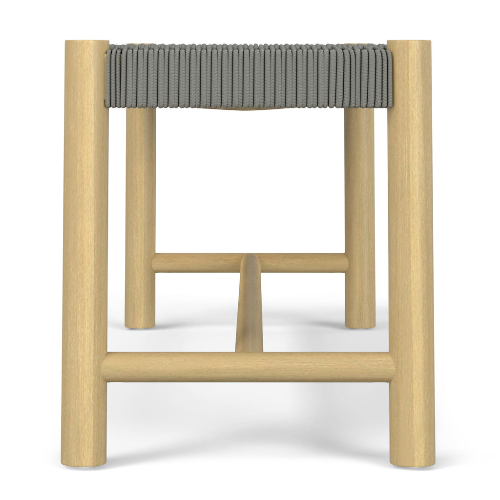 Contemporary Accent Bench with Solid Acacia Frame and Rope Seat - Gray or Dark Gray