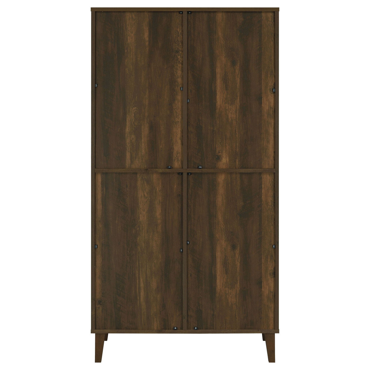 Tall Accent Cabinet with Slatted Doors - 4 Door - Brown