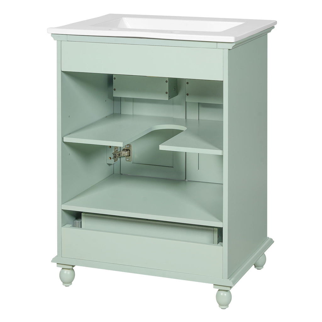 Modern Bathroom Vanity With Sink, Cabinet, And Drawers