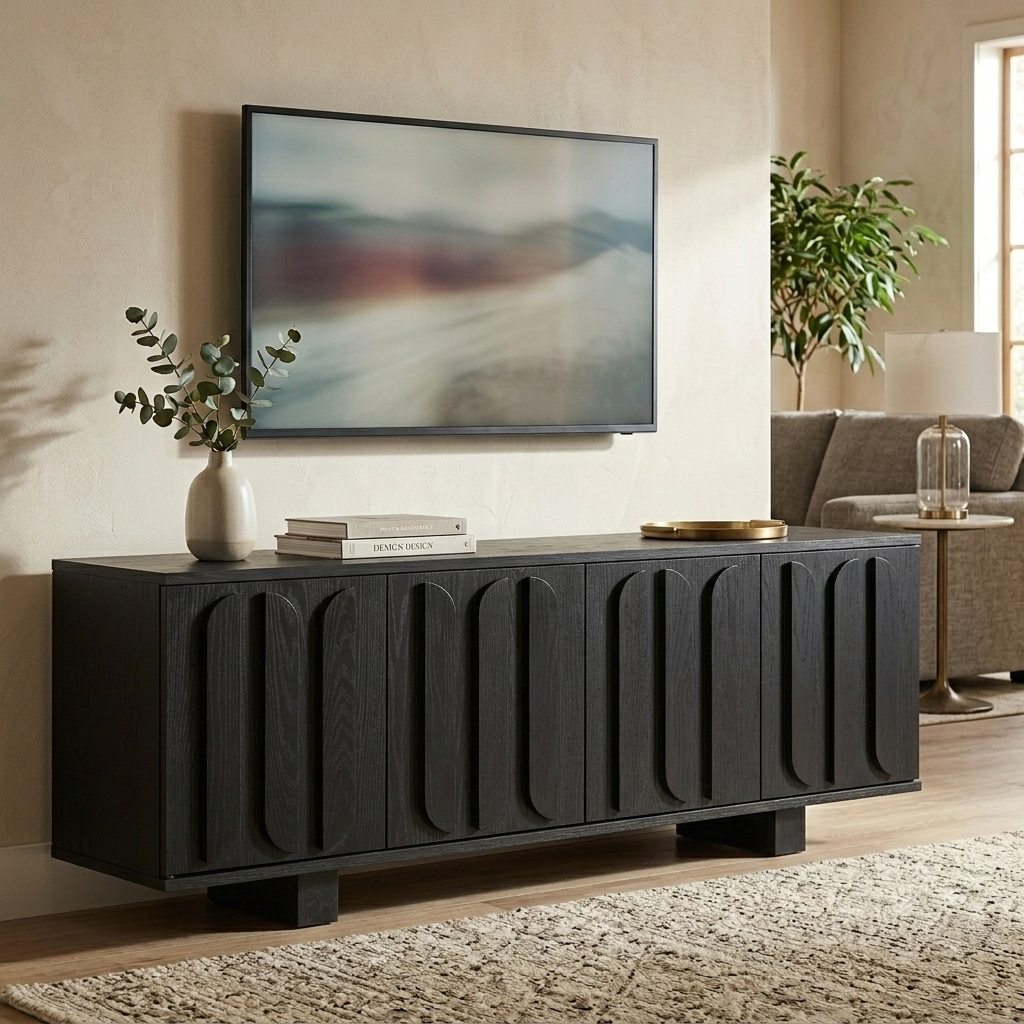Farmhouse TV Stand with Adjustable Shelves - 63" Wide