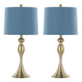 Contemporary Blue Table Lamp Set with Double-Layered Shade - Set of 2