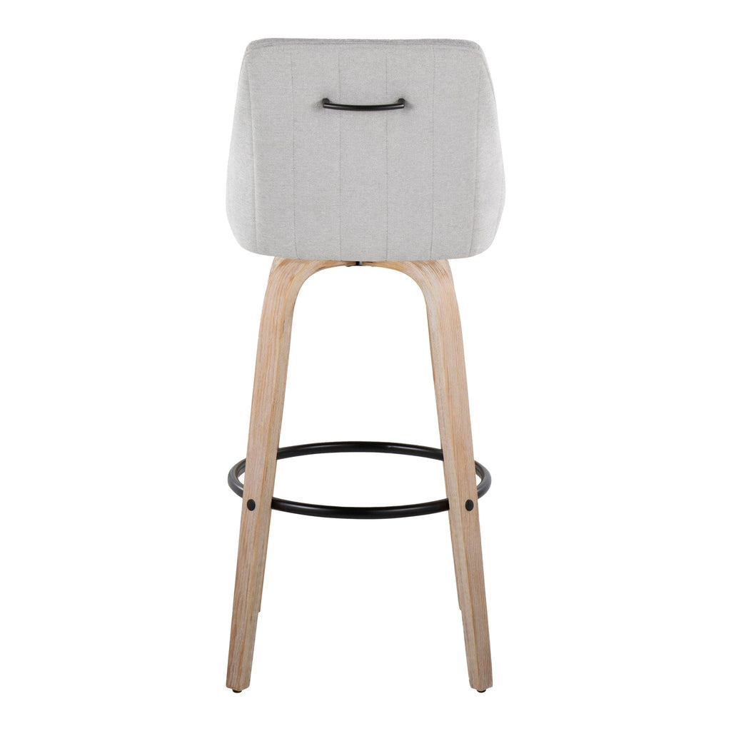 Transitional Fixed Height Barstool Set with Swivel and Round Footrest - Beige, Gray, Light Brown