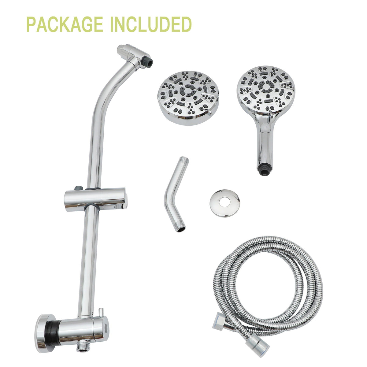 Multi Function Dual Shower Head System With 4.7" Rain Showerhead, 8 Function Hand Shower, Adjustable Slide Bar