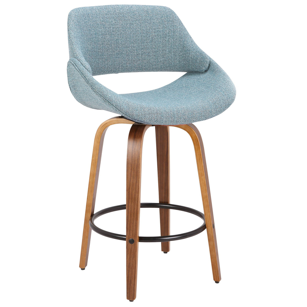 Fabrico Mid-Century Modern Fixed Height Counter Stool And Round Footrest (Set of 2)