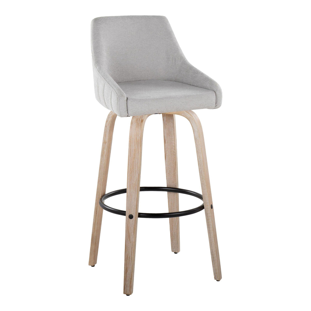 Transitional Fixed Height Barstool Set with Swivel and Round Footrest - Beige, Gray, Light Brown