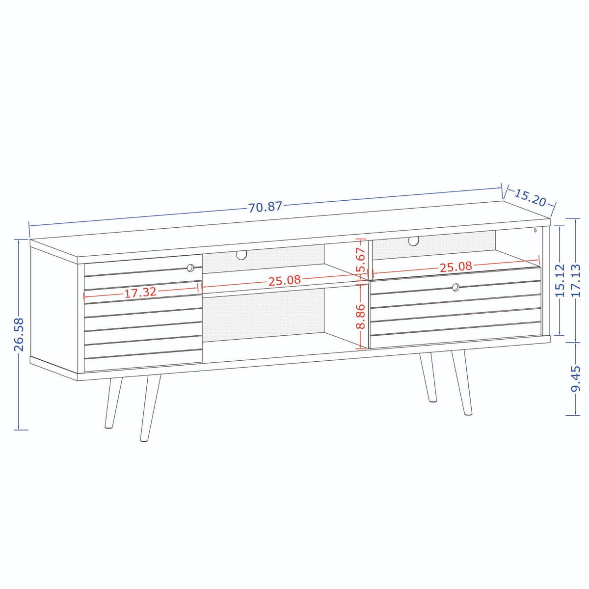 TV Stand with Wire Management and Storage - Light Brown or White