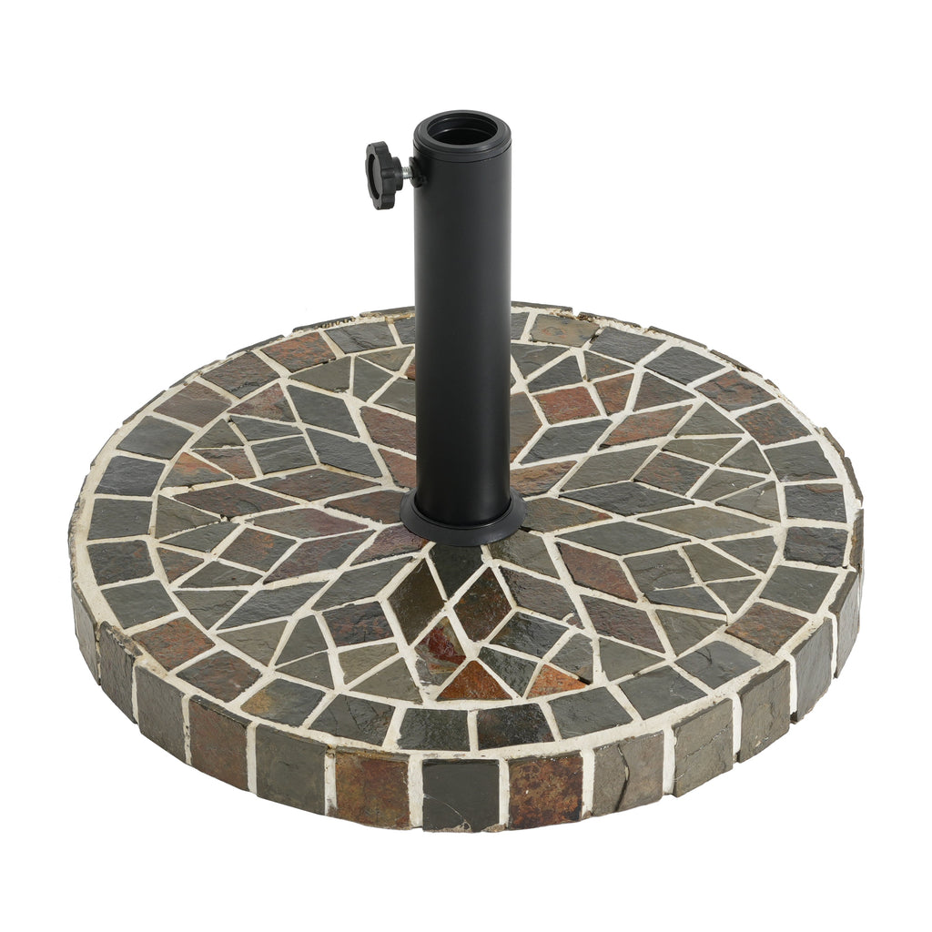 Enzo Tile Round Umbrella Base with Adjustable Support - Multi-Colored Mosaic