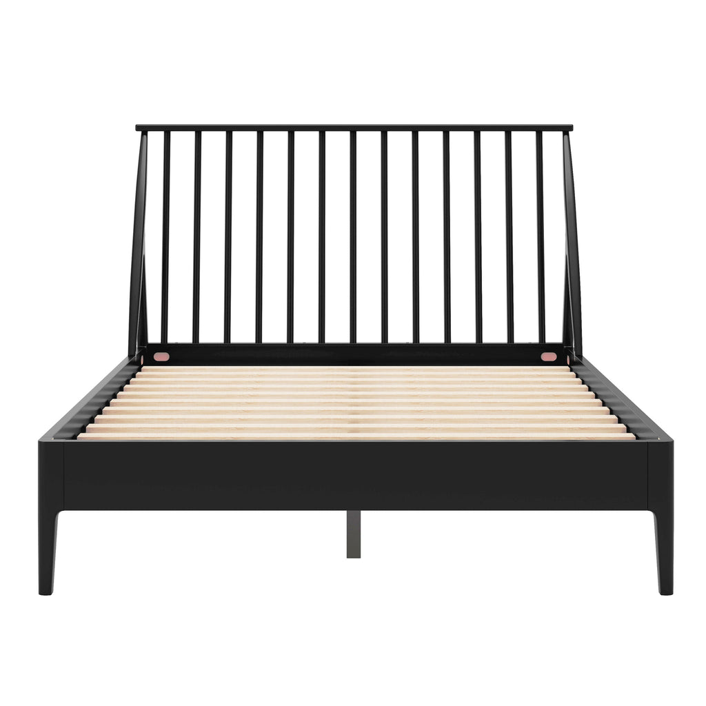 Bohemian Platform Bed with Tall Headboard - Dark Brown or Black
