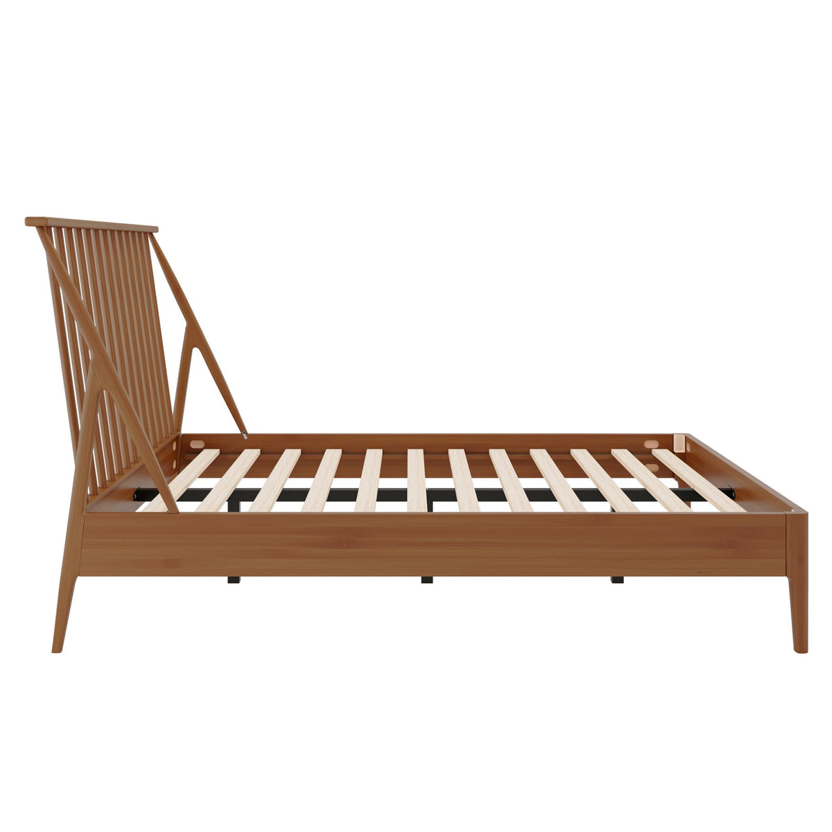 Bohemian Platform Bed with Tall Headboard - Dark Brown or Black