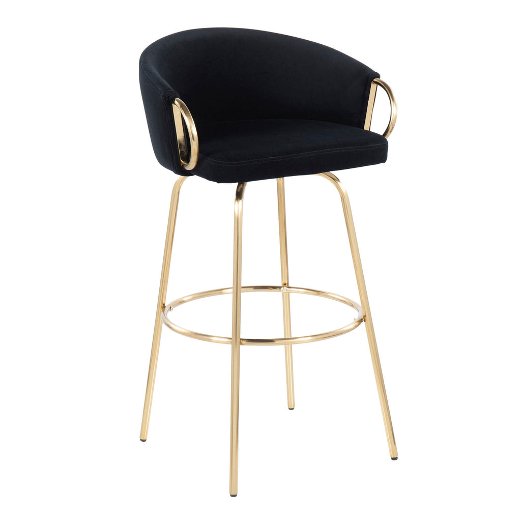 Claire Contemporary Fixed Height Bar Stool Set with Round Footrest - Multiple Colors