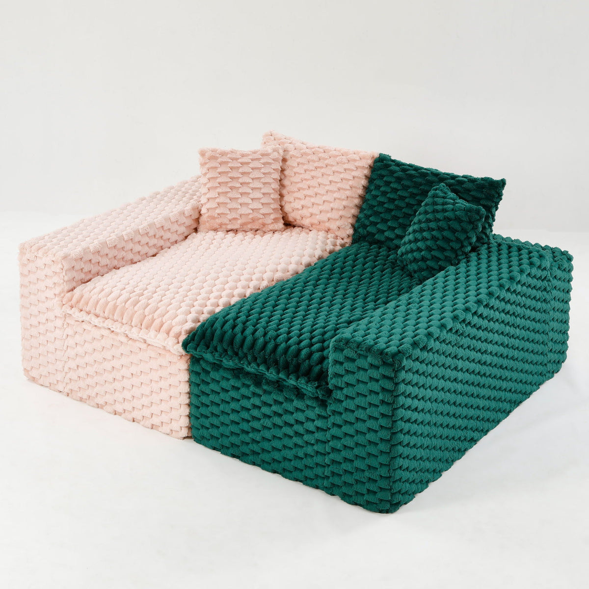 Luxury Multifunctional Sofa for Living Room with Adjustable Layout - Black, Dark Green, White, Pink