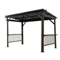 6.5x12FT Hardtop Grill Gazebo with Side Shelves - Brown
