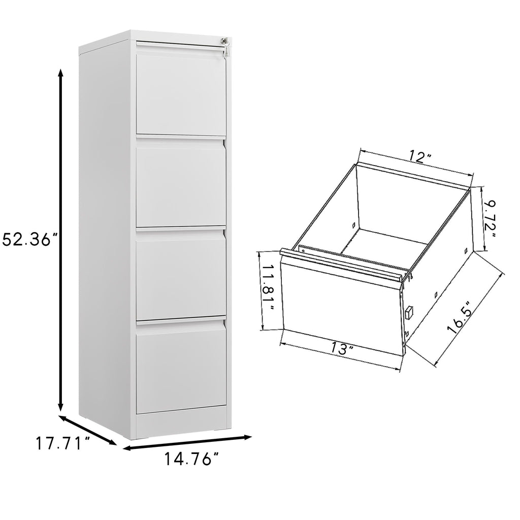 Durable Metal 3 Drawer File Cabinet with Lock – Black or White