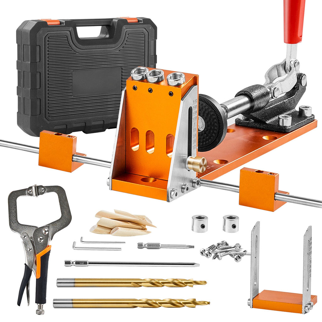 Pocket Hole Jig Kit with Adjustable Depth and C-Clamp - 34 Piece Set