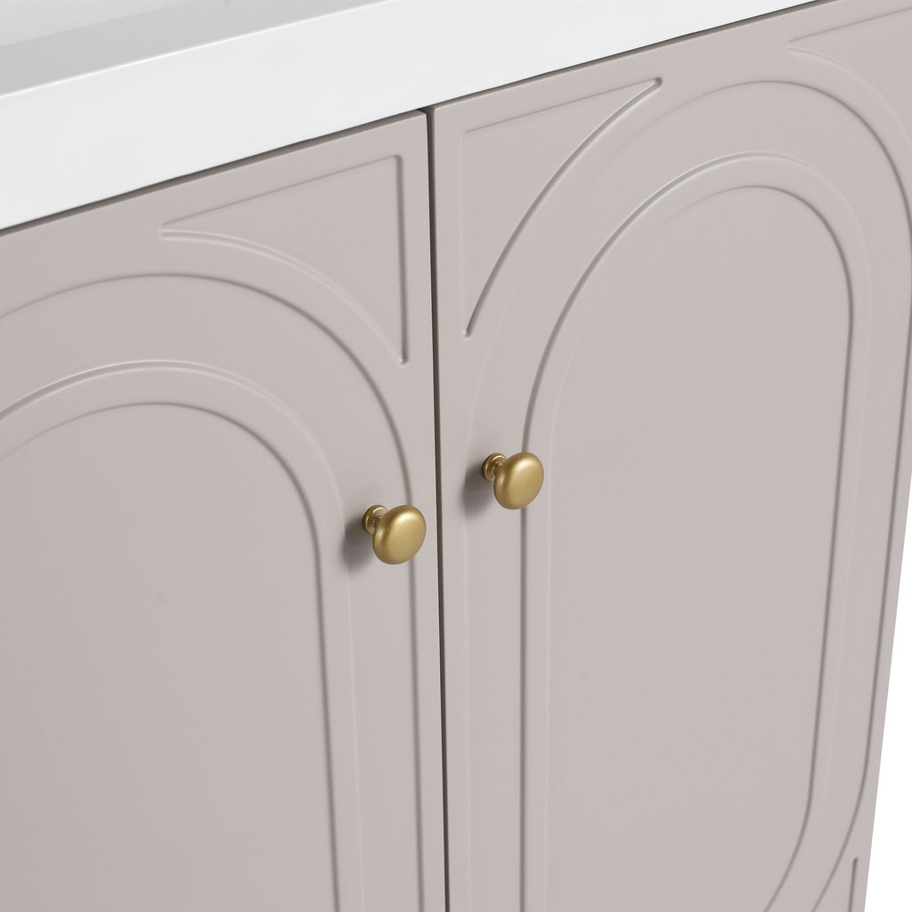 Modern Freestanding Bathroom Vanity with Soft Close Cabinet Doors - Pearl Silver, White, or Dark Green
