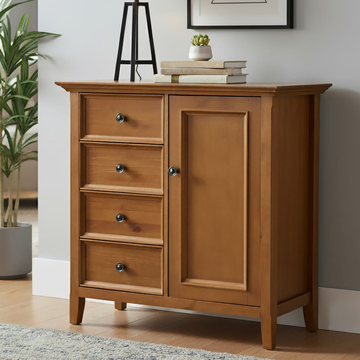 Handcrafted Medium Storage Cabinet with Adjustable Shelves - Dark Brown, Light Brown, Black, White