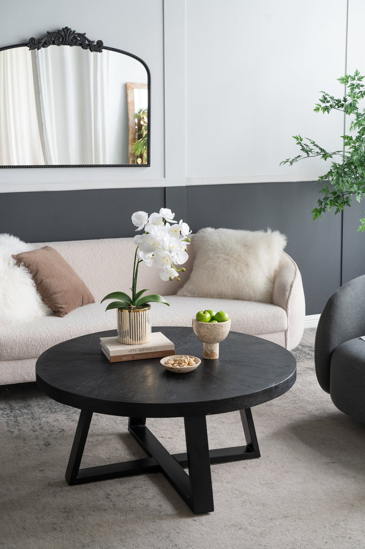 Round Marble Decorative Bowl with Smooth Finish - Cream