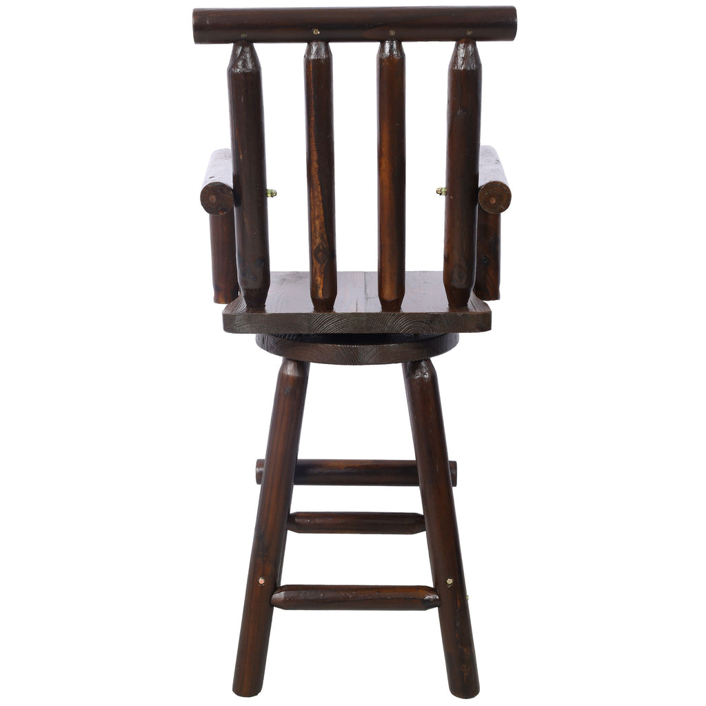 Rustic Bar Stool with Wide Armrest and 360° Swivel - Dark Brown or Light Brown