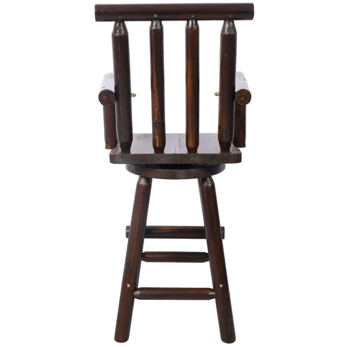 Rustic Bar Stool with Wide Armrest and 360° Swivel - Dark Brown or Light Brown