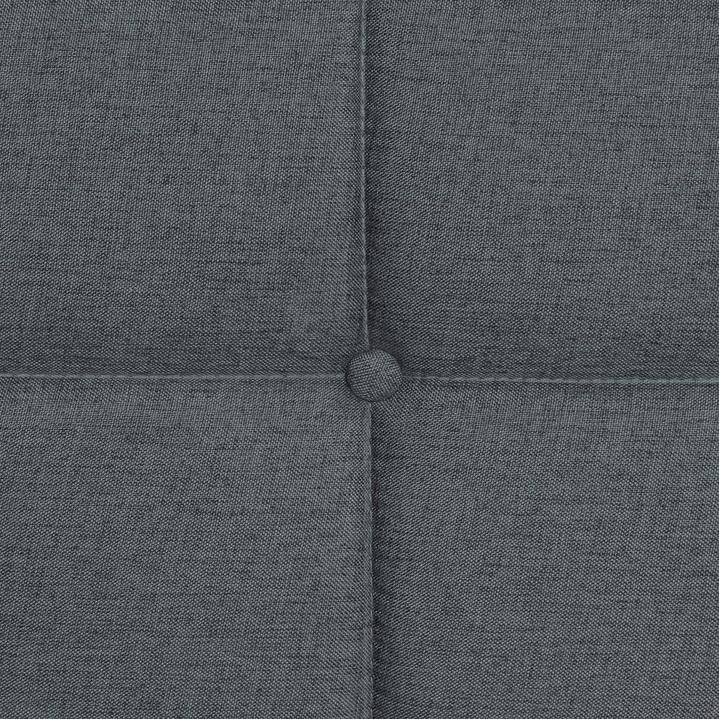 Queen Size Upholstered Platform Bed Frame With Button Tufted Linen Fabric Headboard - Dark Gray