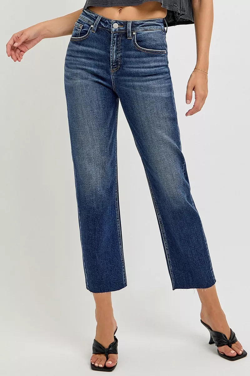 RISEN High Rise Slim Barrel Jeans