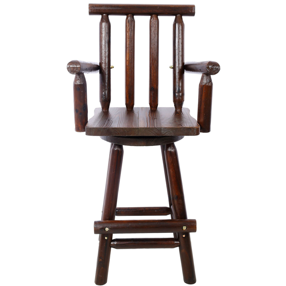 Rustic Bar Stool with Wide Armrest and 360° Swivel - Dark Brown or Light Brown