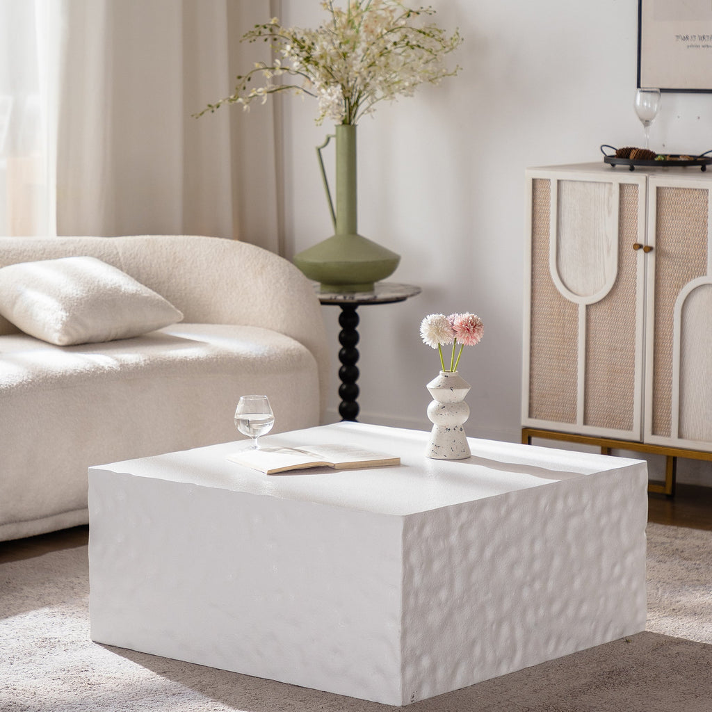 Modern Square Coffee Table with MDF Construction - Creamy White or Walnut